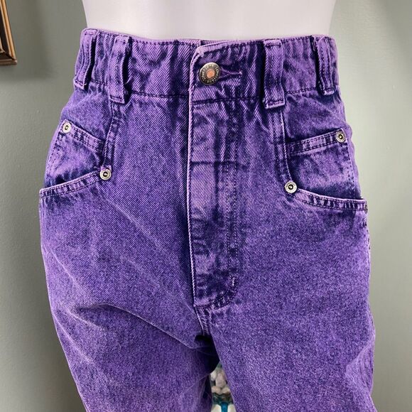 Vintage 80s 90s Wrangler Silver Lake Acid Wash Purple Jeans Western Bareback 26" - Picture 2 of 12